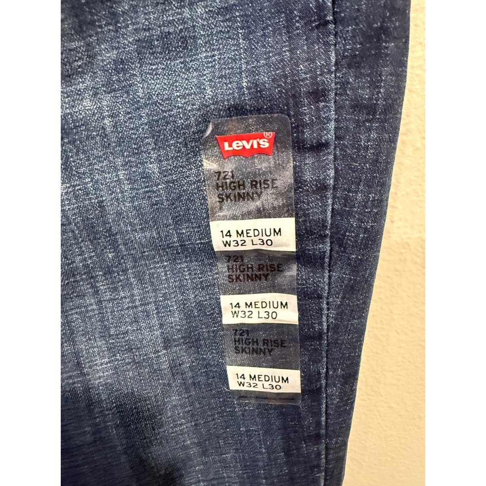 Levi's 721 High Rise Skinny Jeans Dark Wash Women's Size 14 Medium W32 L30 - Picture 4 of 8